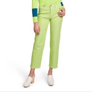 Victor Glemaud X Target Lime Green High Rise Pinstripe Straight Leg Jeans